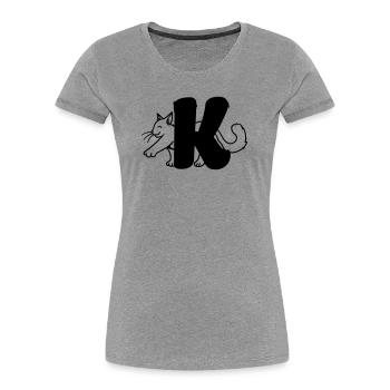 Katze Buchstabe K - Frauen Premium Bio T-Shirt - Grau meliert - Vorne - Mia (176cm)