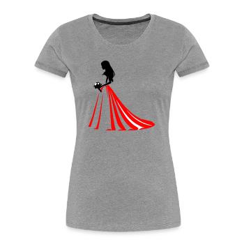 Mariée - T-shirt bio Premium Femme - gris chiné - Devant - Mia (176cm)