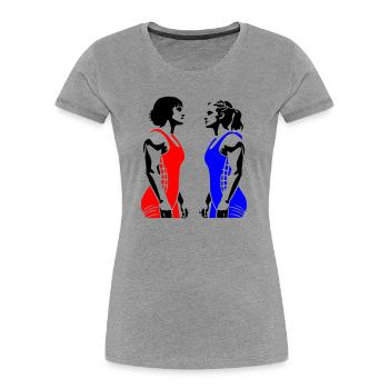 Lutte féminine - T-shirt bio Premium Femme - gris chiné - Devant - Mia (176cm)