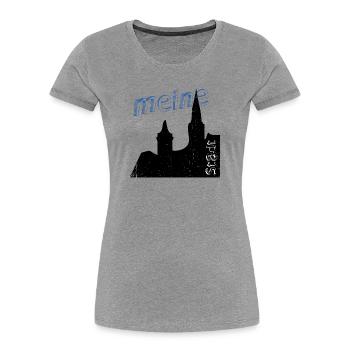 meine Stadt - Frauen Premium Bio T-Shirt - Grau meliert - Vorne - Mia (176cm)