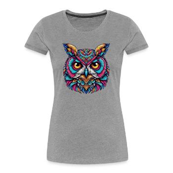 Owl - Women's Premium Organic T-Shirt - heather grey - Front - Mia (176cm)