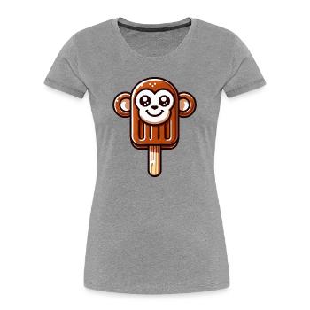 An ice cream in the shape of a smiling monkey - Women's Premium Organic T-Shirt - heather grey - Front - Mia (176cm)