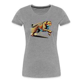 Cheetah - Women's Premium Organic T-Shirt - heather grey - Front - Mia (176cm)