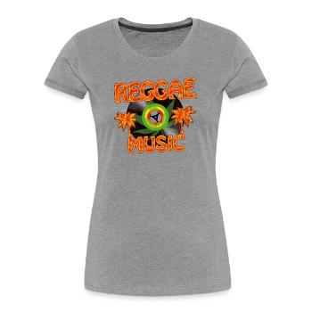 Reggae Music Retro Vinyl Palm Trees - Women's Premium Organic T-Shirt - heather grey - Front - Mia (176cm)