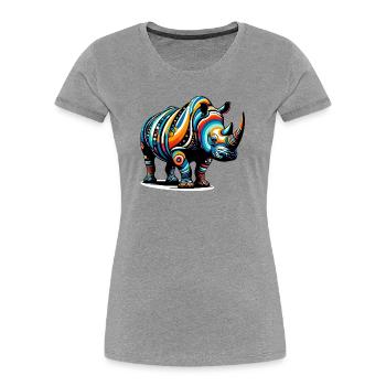 Rhinocéros - T-shirt bio Premium Femme - gris chiné - Devant - Mia (176cm)