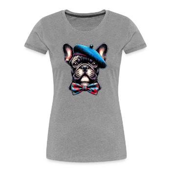 French Bulldog Dog - Women's Premium Organic T-Shirt - heather grey - Front - Mia (176cm)