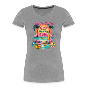 Girls Trip Sonnenstrand Vibes - Frauen Premium Bio T-Shirt - Grau meliert - Vorne - Mia (176cm)