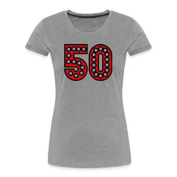 50. 50 YEARS. 50th ANNIVERSARY. 50 YEARS ANNIVERSARY. - Women's Premium Organic T-Shirt - heather grey - Front - Mia (176cm)