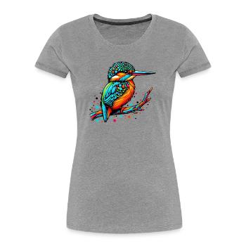 Eisvogel - Frauen Premium Bio T-Shirt - Grau meliert - Vorne - Mia (176cm)