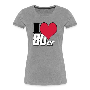 des années 80 Party Retro Fun , Chemise de fête à thème des années 80 (25) - T-shirt bio Premium Femme - gris chiné - Devant - Mia (176cm)