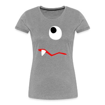 Monster Halloween traurig Comic Zombie Zahn Zyklop - Frauen Premium Bio T-Shirt - Grau meliert - Vorne - Mia (176cm)