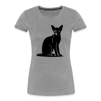 Chat abyssin - T-shirt bio Premium Femme - gris chiné - Devant - Mia (176cm)