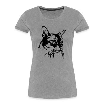 Chat abyssin - T-shirt bio Premium Femme - gris chiné - Devant - Mia (176cm)