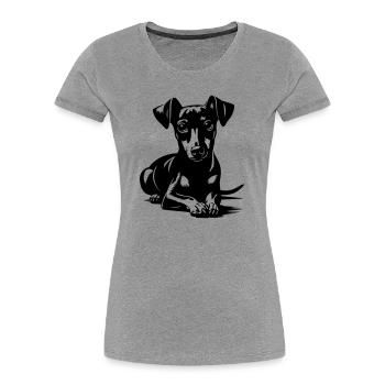 Pinscher nain - T-shirt bio Premium Femme - gris chiné - Devant - Mia (176cm)