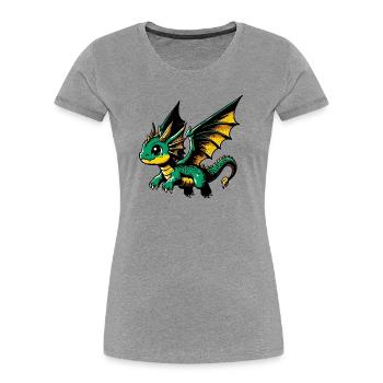 Drache - Frauen Premium Bio T-Shirt - Grau meliert - Vorne - Mia (176cm)