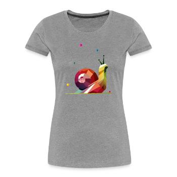 colorful snail in geometric design - Women's Premium Organic T-Shirt - heather grey - Front - Mia (176cm)