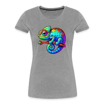 Caméléon - T-shirt bio Premium Femme - gris chiné - Devant - Mia (176cm)
