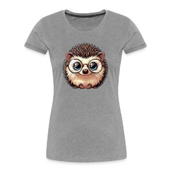 Hedgehog - Women's Premium Organic T-Shirt - heather grey - Front - Mia (176cm)