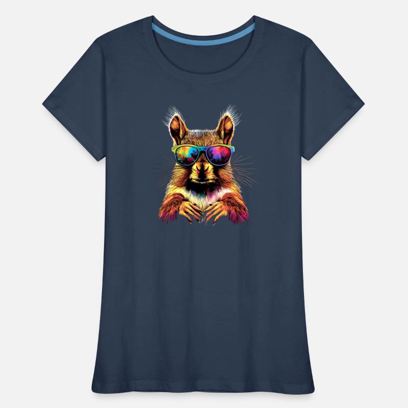 Eichhörnchen Kopfhörer Bunt Popart DJ Eichhörnchen Frauen Premium Bio T-Shirt
