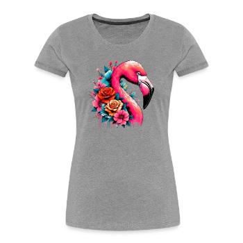 Flamant - T-shirt bio Premium Femme - gris chiné - Devant - Mia (176cm)