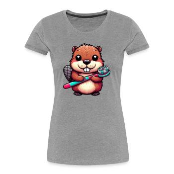 Bieber - Frauen Premium Bio T-Shirt - Grau meliert - Vorne - Mia (176cm)