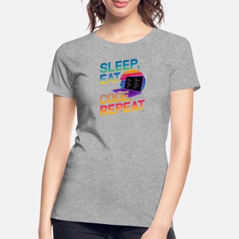 Sleep Eat Code Repeat Geschenk für Coder Frauen Premium Bio T-Shirt
