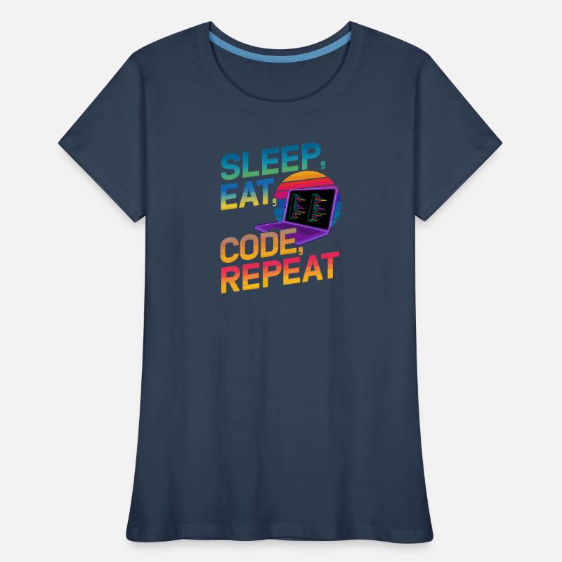 Sleep Eat Code Repeat Geschenk für Coder Frauen Premium Bio T-Shirt