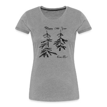Mistelzweig Weihnachten - Frauen Premium Bio T-Shirt - Grau meliert - Vorne - Mia (176cm)