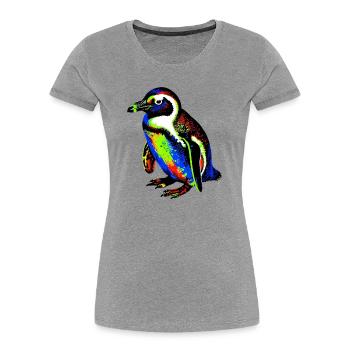 Pingouin - T-shirt bio Premium Femme - gris chiné - Devant - Mia (176cm)