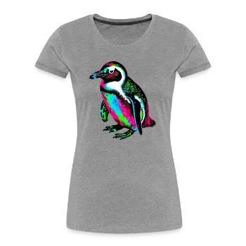 Pinguin - Frauen Premium Bio T-Shirt - Grau meliert - Vorne - Mia (176cm)