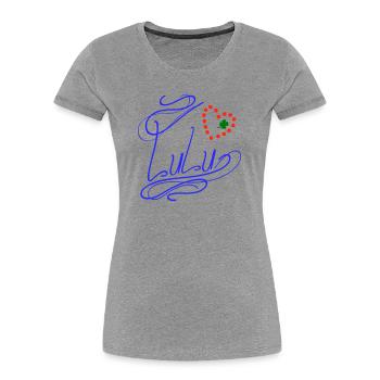 Lulu avec cœur et trèfle - T-shirt bio Premium Femme - gris chiné - Devant - Mia (176cm)