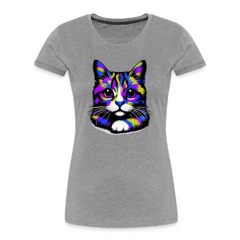 Cat - Women's Premium Organic T-Shirt - heather grey - Front - Mia (176cm)