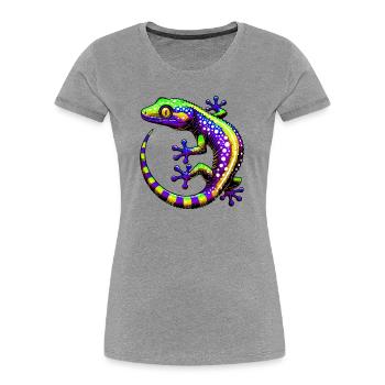 Gecko - T-shirt bio Premium Femme - gris chiné - Devant - Mia (176cm)