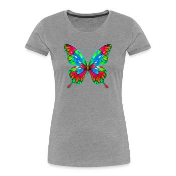 Schmetterling - Frauen Premium Bio T-Shirt - Grau meliert - Vorne - Mia (176cm)