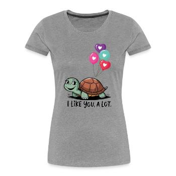 Turtle with Heart Balloons - Women's Premium Organic T-Shirt - heather grey - Front - Mia (176cm)