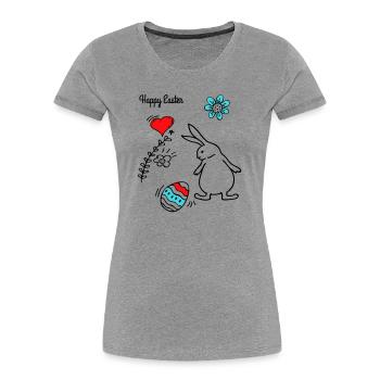 Happy Easter - Frauen Premium Bio T-Shirt - Grau meliert - Vorne - Mia (176cm)