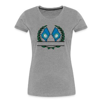 Flaggen USA South Dakota Lorbeerkranz Banner - Frauen Premium Bio T-Shirt - Grau meliert - Vorne - Mia (176cm)