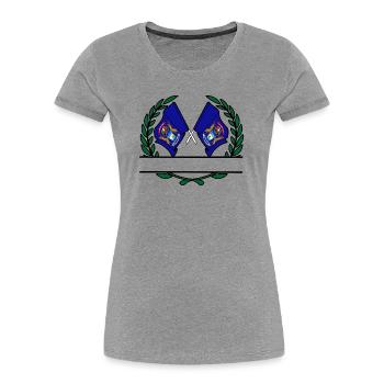 laggen USA Michigan laurel wreath banner - Women's Premium Organic T-Shirt - heather grey - Front - Mia (176cm)