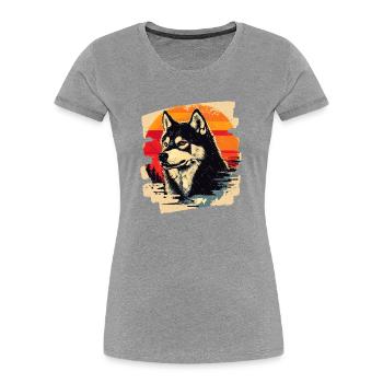 Husky - Women's Premium Organic T-Shirt - heather grey - Front - Mia (176cm)