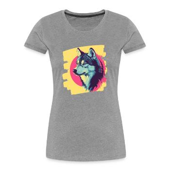Husky - Women's Premium Organic T-Shirt - heather grey - Front - Mia (176cm)