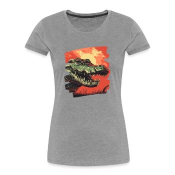 Crocodile - Women's Premium Organic T-Shirt - heather grey - Front - Mia (176cm)