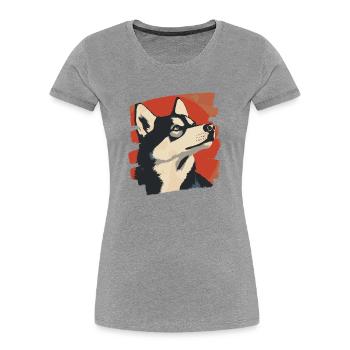 Husky - Women's Premium Organic T-Shirt - heather grey - Front - Mia (176cm)