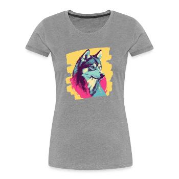 Husky - Women's Premium Organic T-Shirt - heather grey - Front - Mia (176cm)