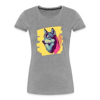 Husky - Women's Premium Organic T-Shirt - heather grey - Front - Mia (176cm)