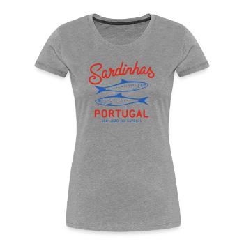Sardines Sardinhas en conserve Portugal - T-shirt bio Premium Femme - gris chiné - Devant - Mia (176cm)
