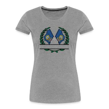 Fahnen USA Indaho Lorbeerkranz Banner - Frauen Premium Bio T-Shirt - Grau meliert - Vorne - Mia (176cm)
