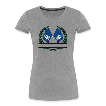 Fahnen USA Lousiane Lorbeerkranz Banner - Frauen Premium Bio T-Shirt - Grau meliert - Vorne - Mia (176cm)