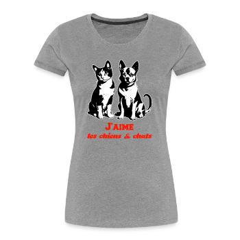 I Love You Dog & Cat 2026 Liebhaber - Frauen Premium Bio T-Shirt - Grau meliert - Vorne - Mia (176cm)