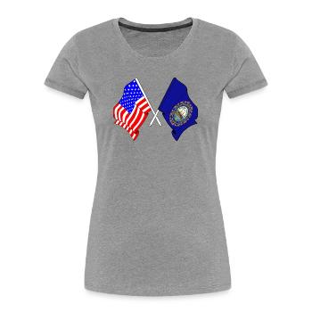 Drapeau des États-Unis et de l’État du New Hampshire croisé - T-shirt bio Premium Femme - gris chiné - Devant - Mia (176cm)