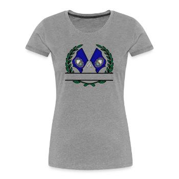 Drapeaux USA New Hampshire couronne de laurier bannière - T-shirt bio Premium Femme - gris chiné - Devant - Mia (176cm)